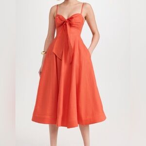 NWT Zimmermann orange crush tie midi linen pocket dress sz 8